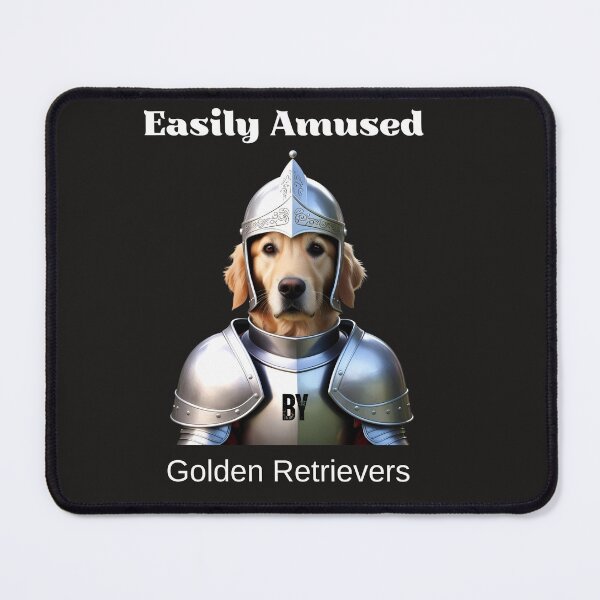 Item preview, Easily Amused Golden Retriever Knight – Funny Dog in Armor Meme Art by Maziblu designed and sold by Mazieblu.
