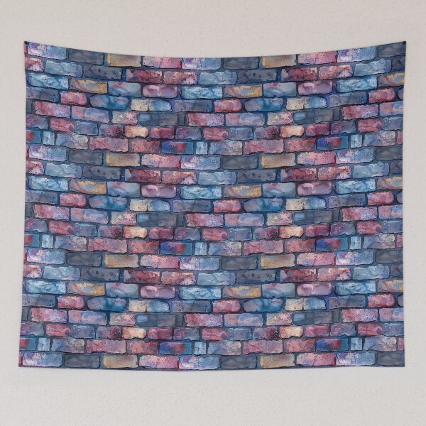 Item preview, Watercolor Brick Wall in Blues and Reds designed and sold by NTGUILTY.