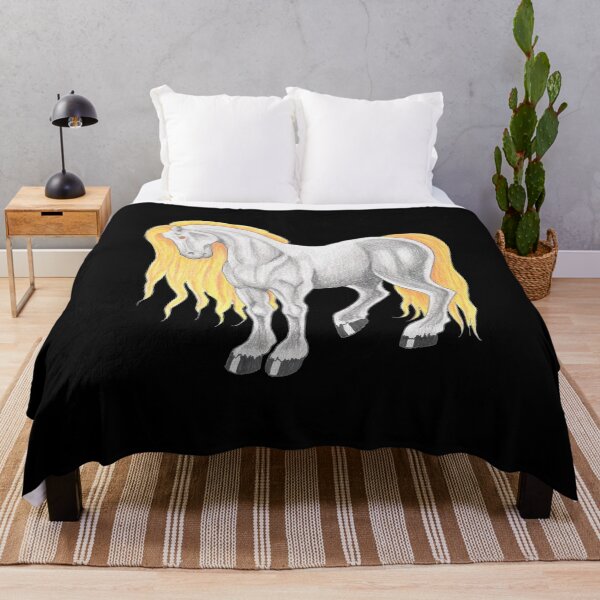 Item preview, Fantasy Horse Pencil Art – Striking Orange Mane on Black Background designed and sold by DLawsonDesigns.