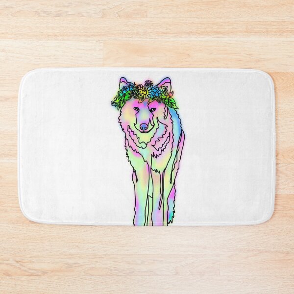 Item preview, Pastel Majestic Wolf in Rainbow Flower Crown – animalsinhats designed and sold by Ashley’sAnimalz.