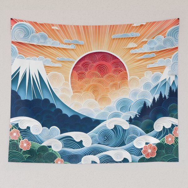 Item preview, Papercraft Blue Wave Sunset designed and sold by Catobix.