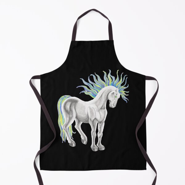 Item preview, Fantasy Horse Pencil Art – Vibrant Multicolor Mane on Black Background designed and sold by DLawsonDesigns.