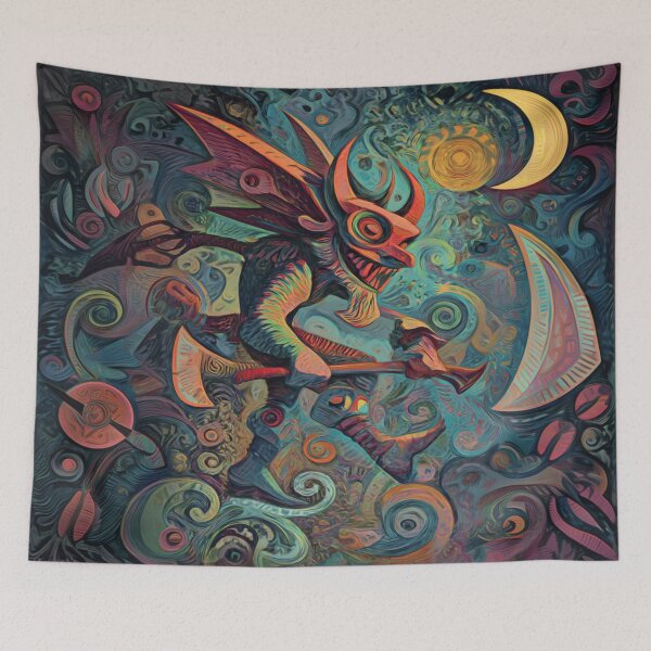 Item preview, Title: "Lunatic Reaper of the Whirlwind Realm" designed and sold by MYTHIC PEEL STICKERS.