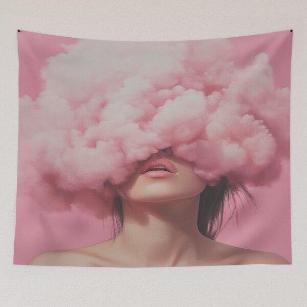 Item preview, Cotton Mountains | Surreal Pink Landscape Art designed and sold by AiHouses.