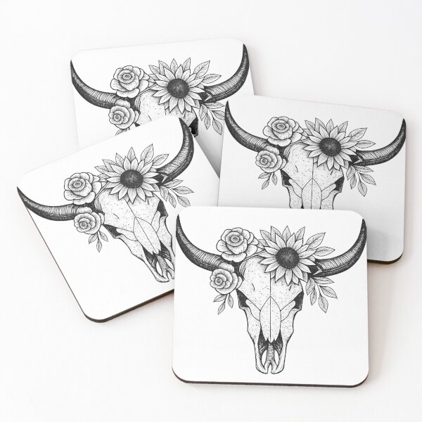 Item preview, Floral Bull Skull Sticker – Western Boho Vintage Longhorn Design designed and sold by Flying Penguins.