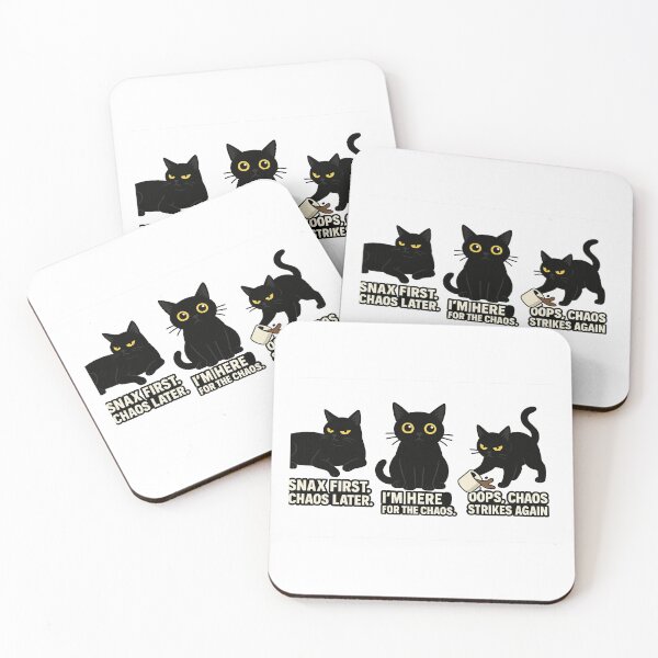 Item preview, Snax & Chaos – Grumpy Black Cat Meme Trio for Cat Lovers designed and sold by SnaxAndChaos.