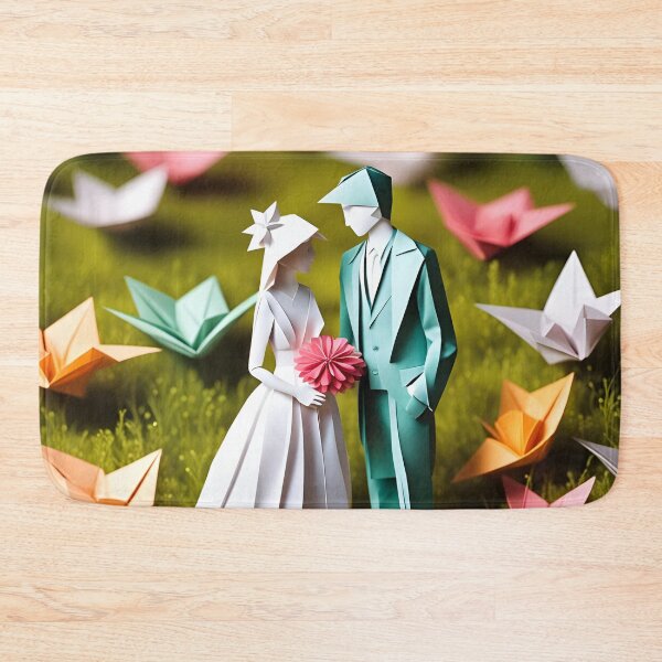 Item preview, Origami Art - Eternal Vows Amidst Nature's Embrace: Bride and Groom in the Meadow designed and sold by ArtfulFolds.