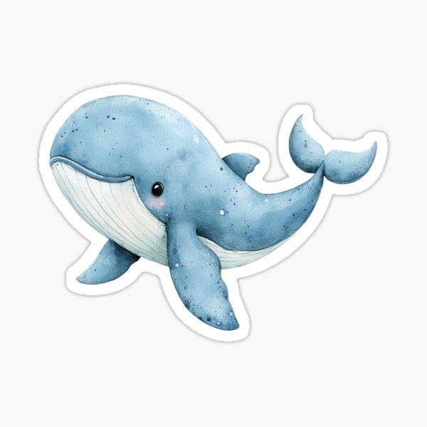 Item preview, Cute Blue Whale Watercolor Illustration designed and sold by TBFrenchDesigns.