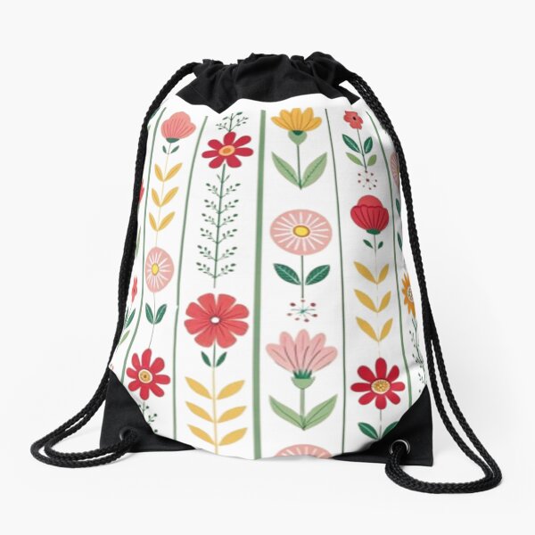 Aperçu de l'œuvre Motif Floral Vertical – Design Vintage Coloré pour Sac à Dos créée et vendue par MeowLoka ⭐⭐⭐⭐.