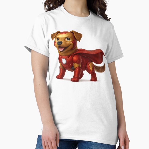 Item preview, Iron Dog Superhero in Cartoon Style designed and sold by CutePetTees.