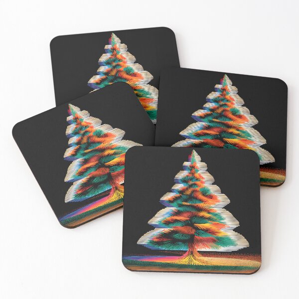 Item preview, Rainbow Knit Christmas Tree – Cozy Holiday Illustration designed and sold by Kollibri.