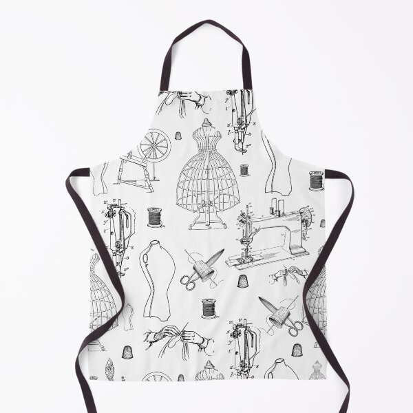 Item preview, victorian mannequin antique sewing machine black white toile designed and sold by Gossip Rag.