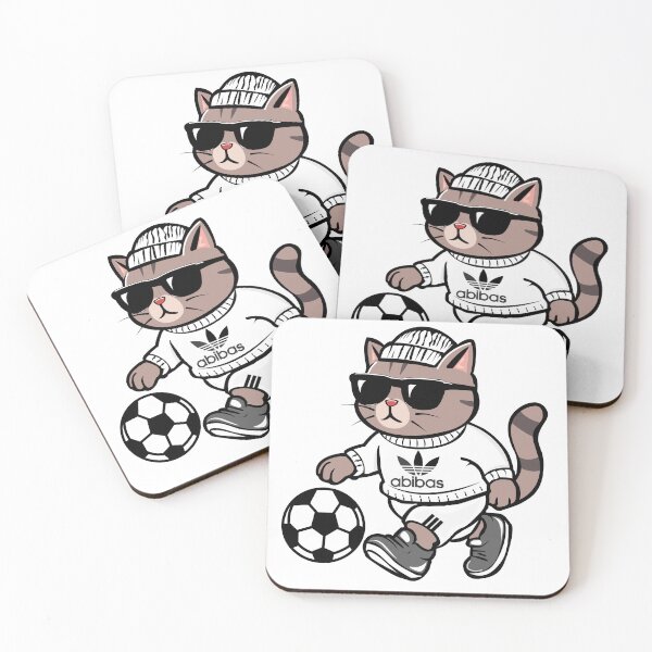 Item preview, Siso Cool Cat in Abibas Tracksuit Playing Soccer designed and sold by Cattoon Studio.