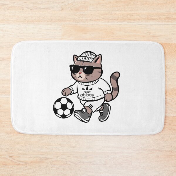 Item preview, Siso Cool Cat in Abibas Tracksuit Playing Soccer designed and sold by Cattoon Studio.