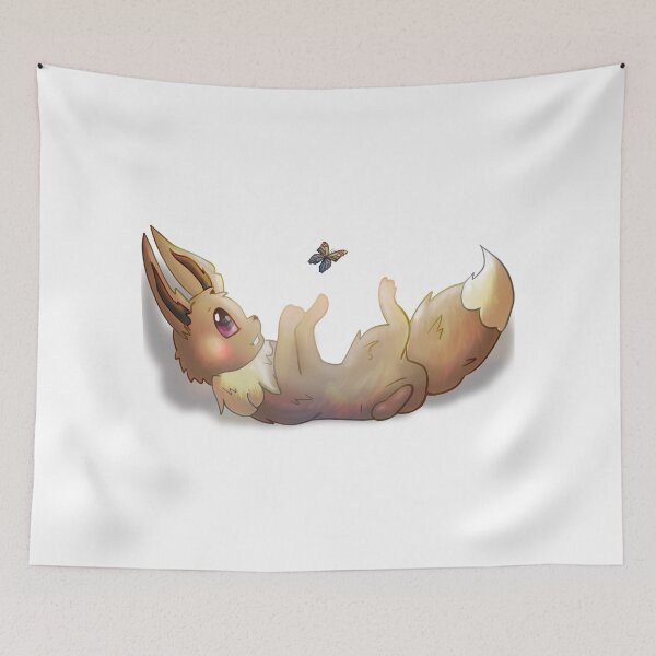 Item preview, Pocketmon Fanart Eevee playing with Butterfly designed and sold by Cosplay Evolution.