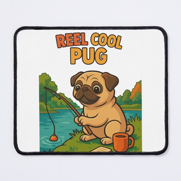 Item preview, funny fishing pug dog designed and sold by LadyWoo.