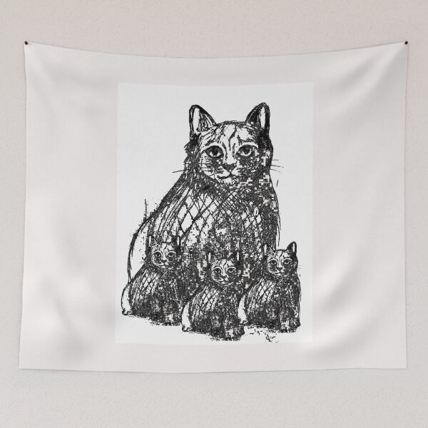 Item preview, The black cat family cross my path! By Bevilaqua Original Draw White designed and sold by Helios Be. Lavsh.