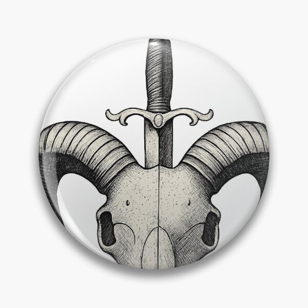 Item preview, Ram Skull with Dagger Sticker – Western Vintage Tattoo Style designed and sold by Flying Penguins.