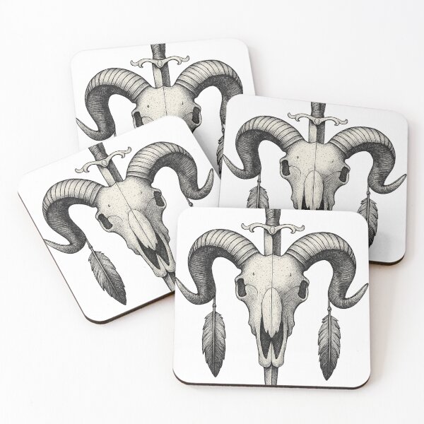 Item preview, Ram Skull with Dagger Sticker – Western Vintage Tattoo Style designed and sold by Flying Penguins.