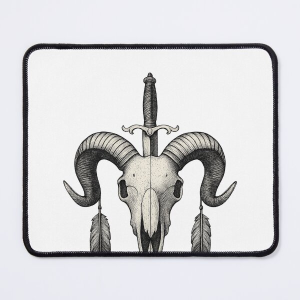Item preview, Ram Skull with Dagger Sticker – Western Vintage Tattoo Style designed and sold by Flying Penguins.