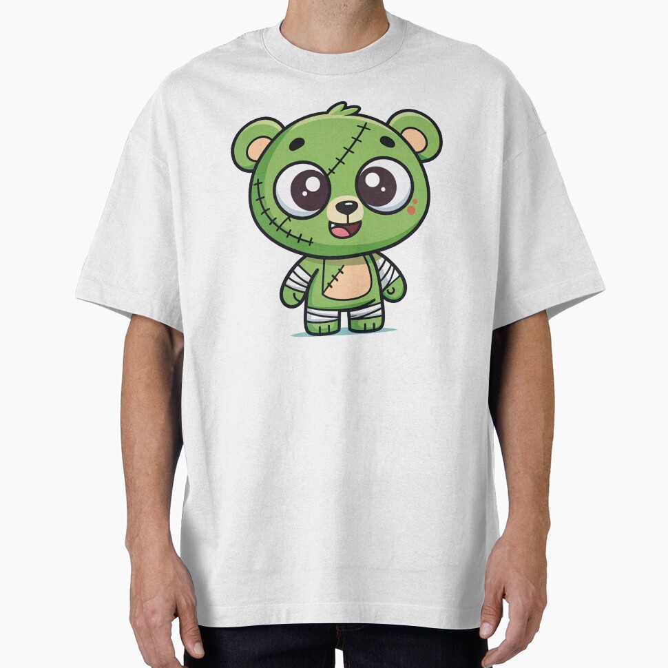 Cute Bear Zombie Cartoon Icon Oversized T-Shirt Wintertee Way