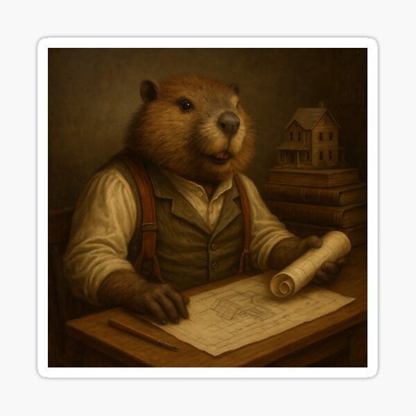 Item preview, Beaver Architect – Whimsical Animal Portrait designed and sold by Flying Penguins.