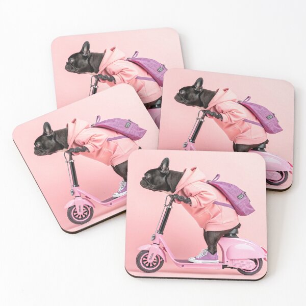 Item preview, A black french bulldog dressed in a pink hoodie designed and sold by elkuni.