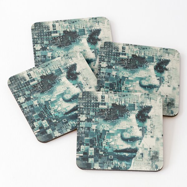 Item preview, Digital Consciousness – Abstract AI Face in Data Stream designed and sold by OSProjects.