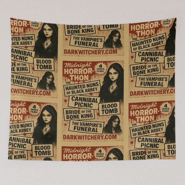 Item preview, Midnight Horror-Thon / Retro Grindhouse Horror Poster designed and sold by Dark Witchery.