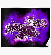 gxp butterfly beautiful strong free splatter watercolor purple pink negative Poster