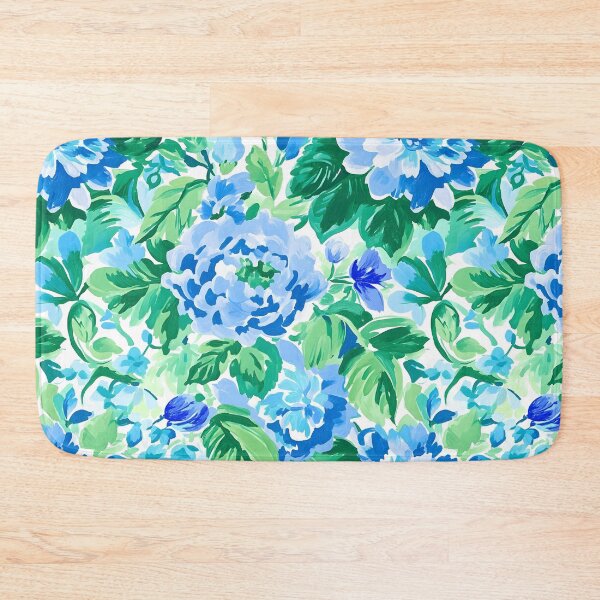 Item preview, Peonías preppy, grandmillennial, en toile en azul y verde designed and sold by SophieClimaArt.