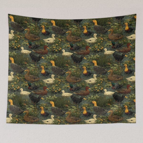 Item preview, Rain and Wild Ducks in pond designed and sold by LittleShopOrion.