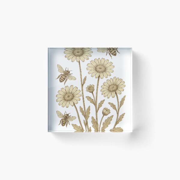 Item preview, Bees And Daisys - Botanial Drawings designed and sold by TooLazyToBrand.