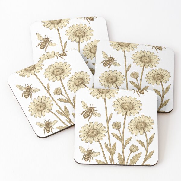 Item preview, Bees And Daisys - Botanial Drawings designed and sold by TooLazyToBrand.