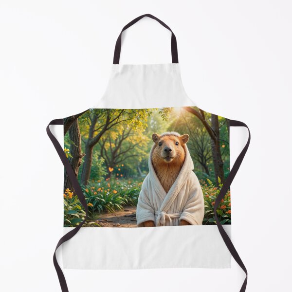 Item preview, cute, fluffy capybara in a fuzzy white bathrobe designed and sold by elkuni.