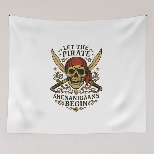 Item preview, Halloween Skull Let The Pirate Shenanigans Begin designed and sold by diyoor.