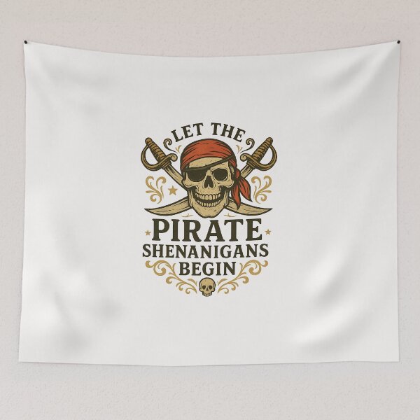 Item preview, Halloween Skull Let The Pirate Shenanigans Begin designed and sold by diyoor.