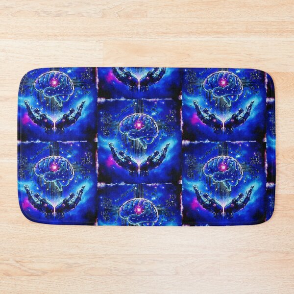 Item preview, "Neon Mind: Cyber Brain & Robotic Hands – Sci-Fi Art" designed and sold by unikkk.