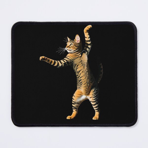 Item preview, a Tabby cat standing upright on its hind legs with its front legs raised dramatically designed and sold by C-DesignsMerch.
