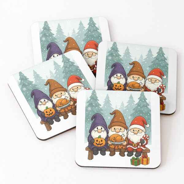 Item preview, Halloween Thanksgiving Christmas Happy HalloThanksMas Gnomes designed and sold by TalalosART.