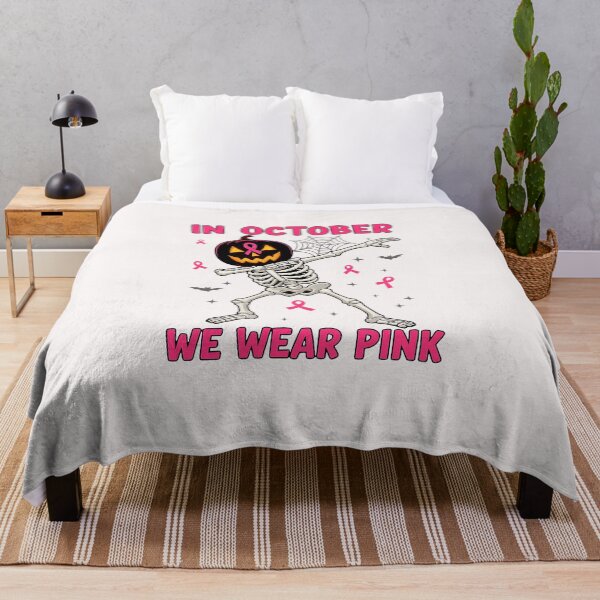 Item preview, In October We Wear Pink Breast Cancer Dabbing Skeleton designed and sold by TalalosART.