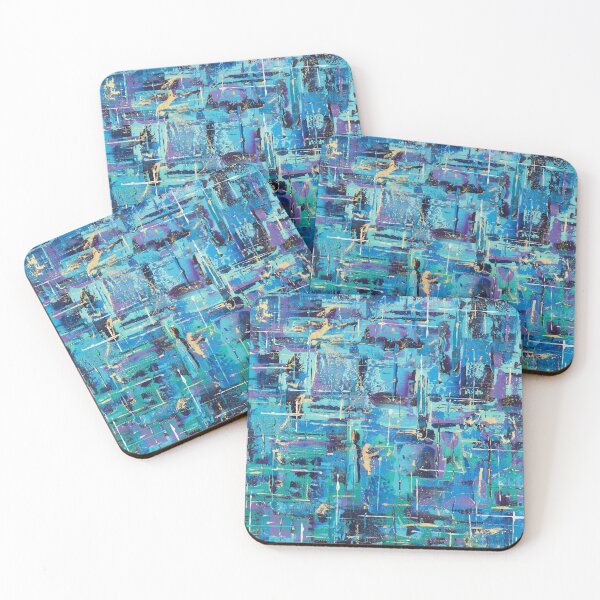 Item preview, “Stardust”, turquoise blue purple linear geometric abstract designed and sold by emmalyonsart.