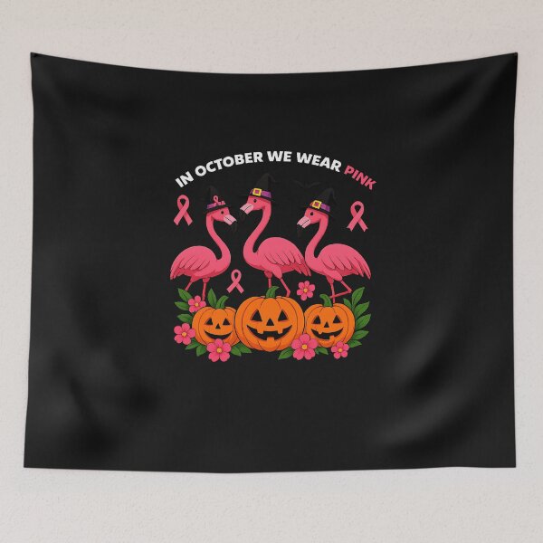 Item preview, In October We Wear Pink Flamingo Breast Cancer Halloween designed and sold by TalalosART.