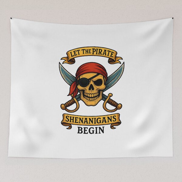 Item preview, Let The Pirate Shenanigans Begin Halloween Skull Bandana designed and sold by TalalosART.