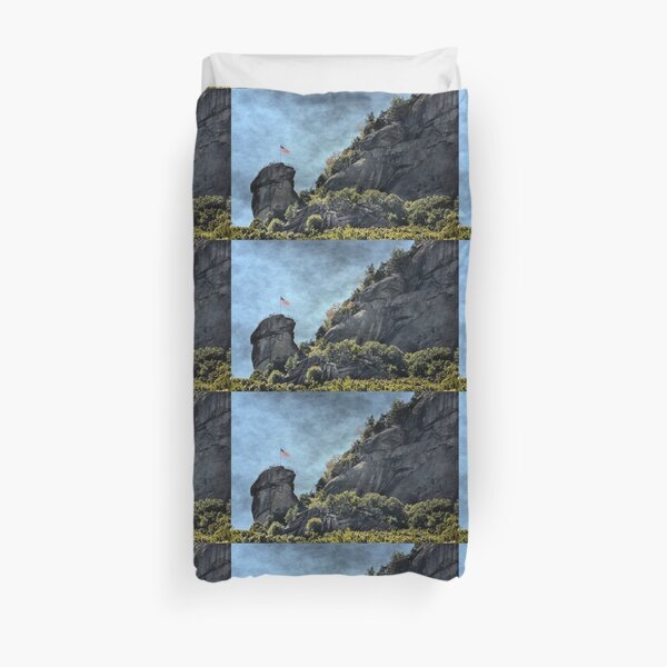 Flag at Chimney Rock Duvet Cover