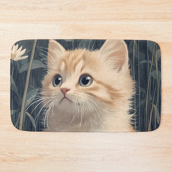 Item preview, Animal Cute Pond Dreamy Kitten Lily Pad Encounter designed and sold by mildaclairmo.