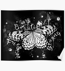 gxp butterfly beautiful strong free splatter watercolor white sepia Poster