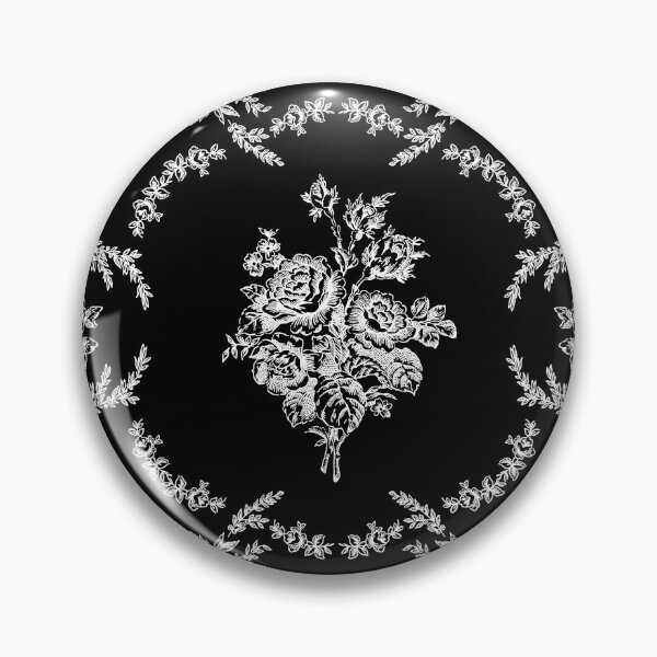 Item preview, rococo floral botanical antique ornate black toile designed and sold by Gossip Rag.