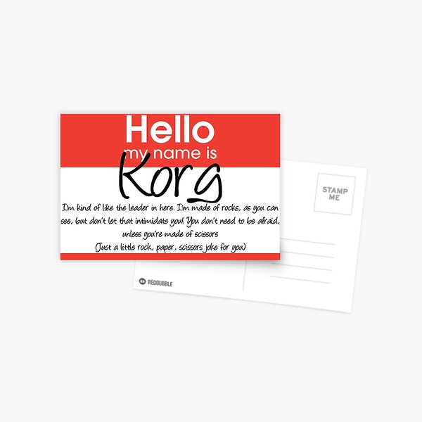 Hello My Name Is Korg Postcard