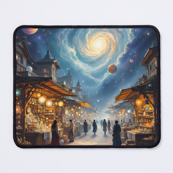 Item preview, A Bustling Stardust Marketplace Nestled within A Swirling Nebula designed and sold by Wiss2Arts.